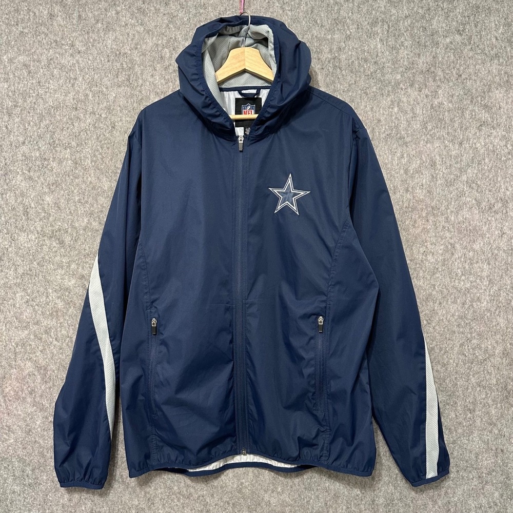 Dallas Cowboys NFL Men's Navy Full Zip Lightweight Hooded‎ Jacket Size L